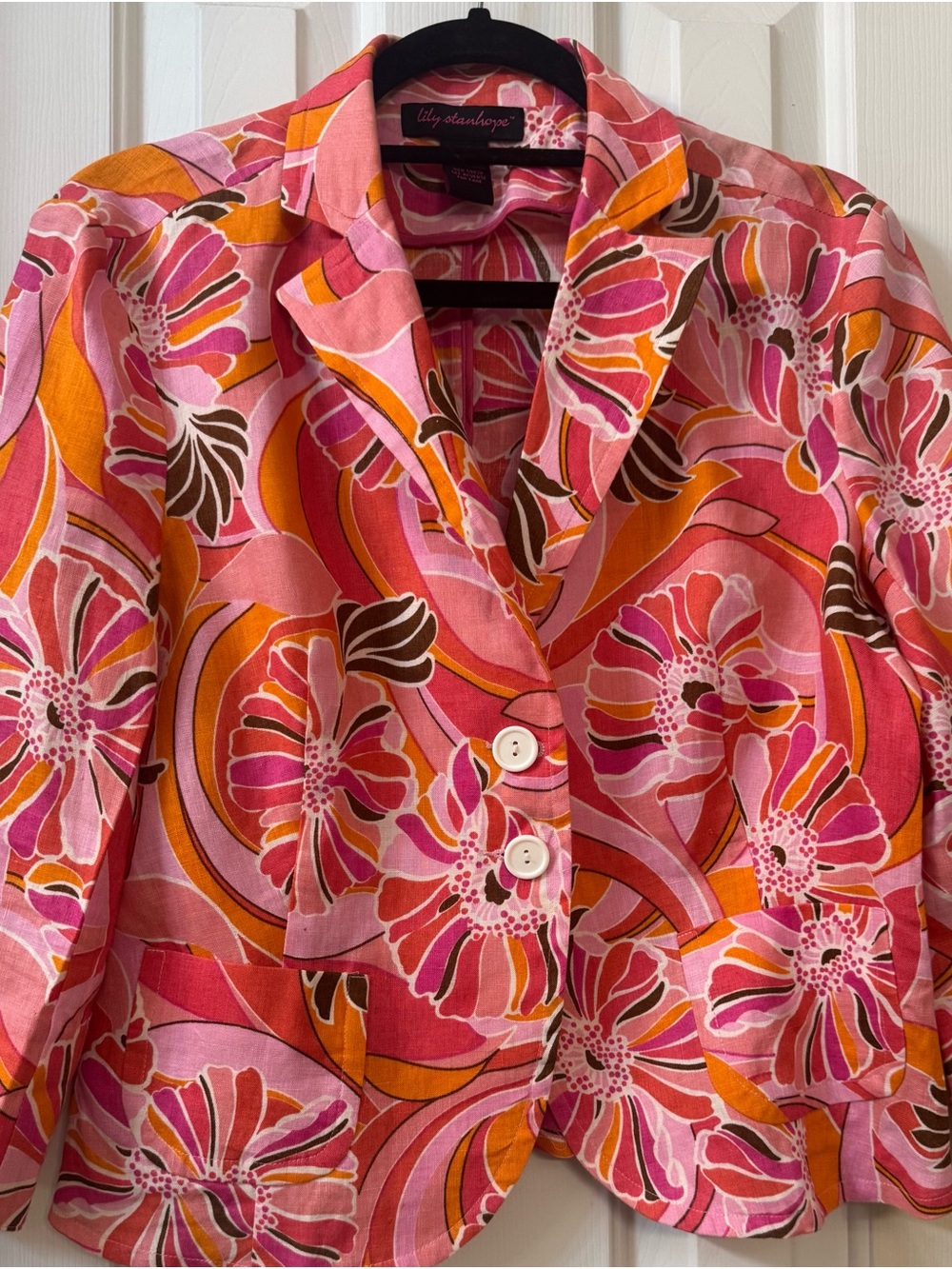 Lily Stanhope Pink & Orange Floral Linen Jacket